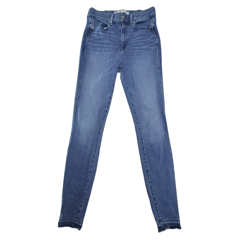 AYR The Riser Skinny Jeans Women 29 Blue High Rise Raw Hem Denim Made in USA - Picture 3 of 13